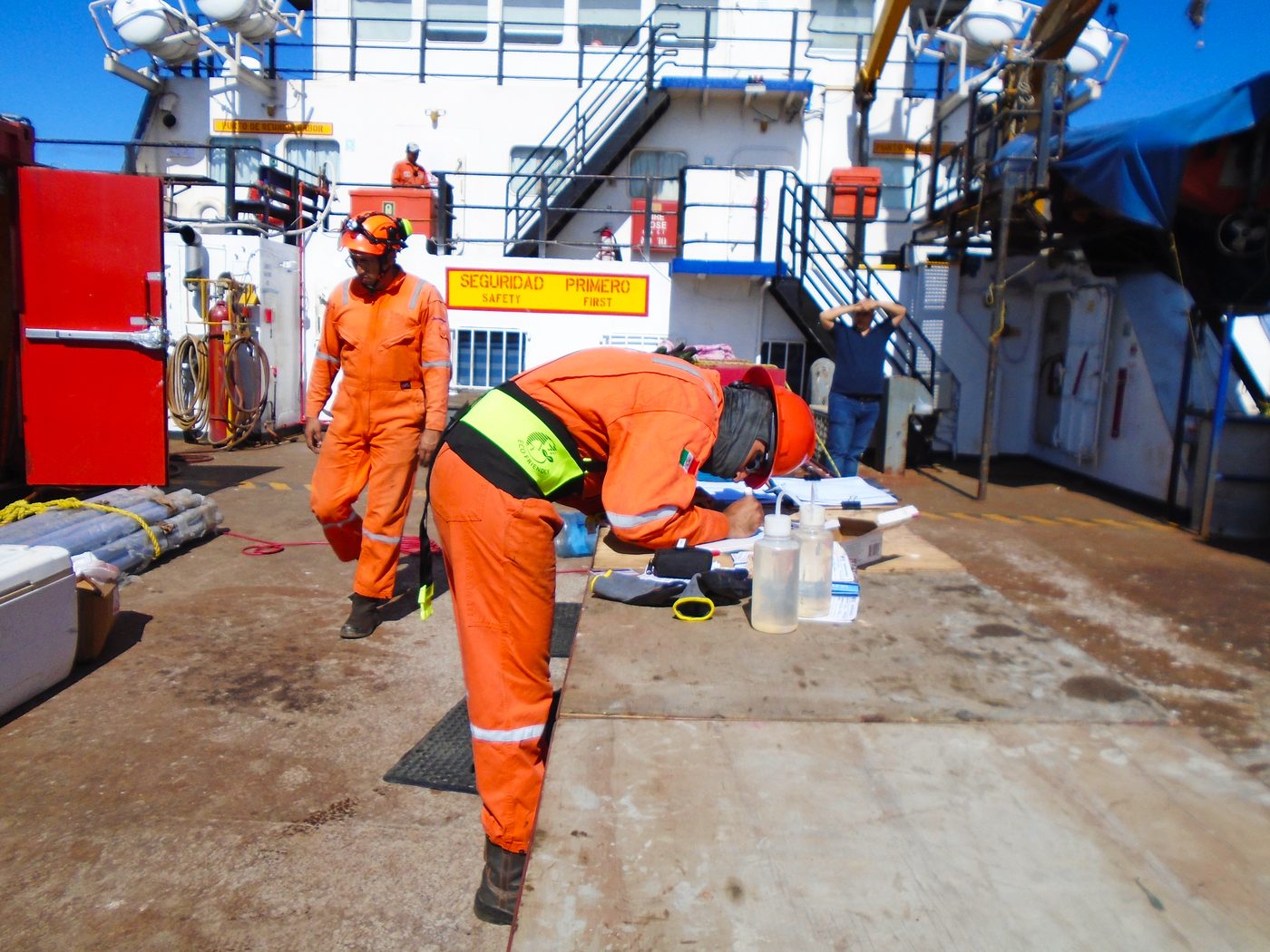 SCP Sampling crew during deck operations